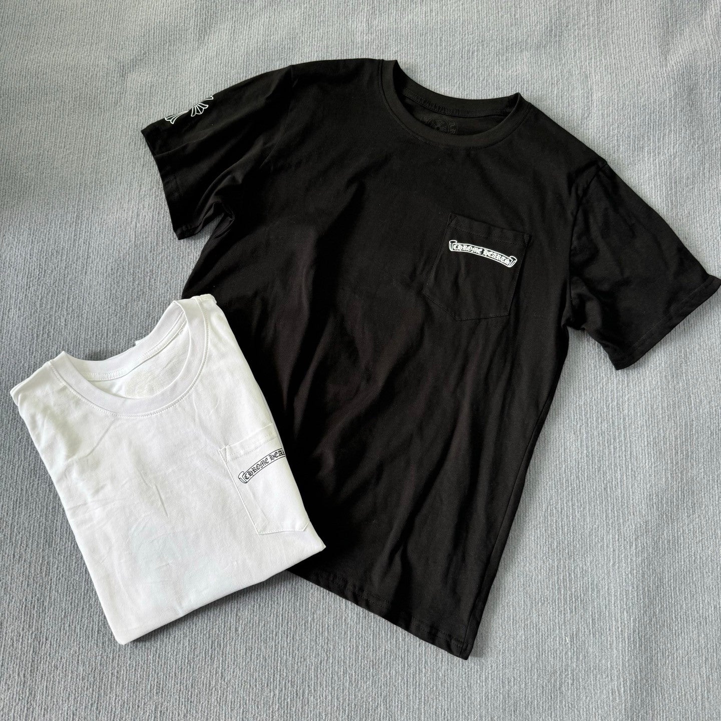 Chrome Hearts Men's Summer Solid Color Cross Print Round Neck Cotton Short Sleeve T-Shirt #77171