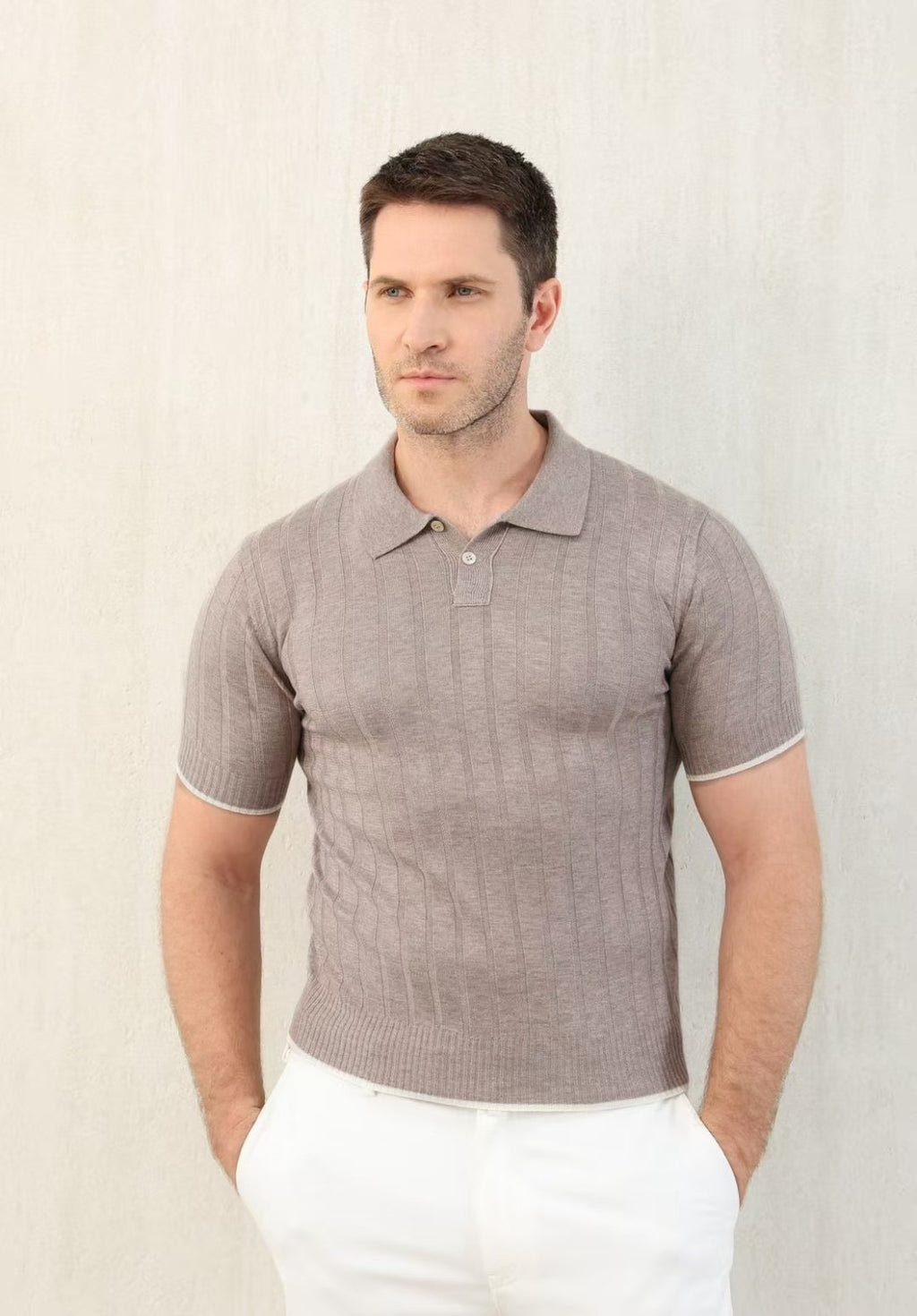 Brunello Cucinelli Men's Spring And Summer Solid Color Lapel Fitted Short Sleeve Polo Shirt Ngvp #1447