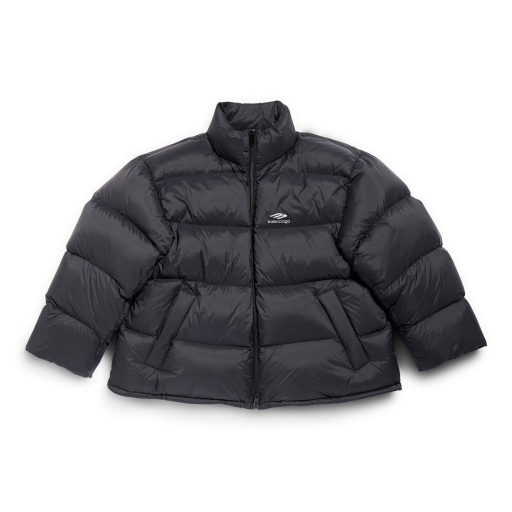 Balenciaga Men's Winter Black And White Zip 3b Sports Icon Ski Puffer Down Jacket #73743