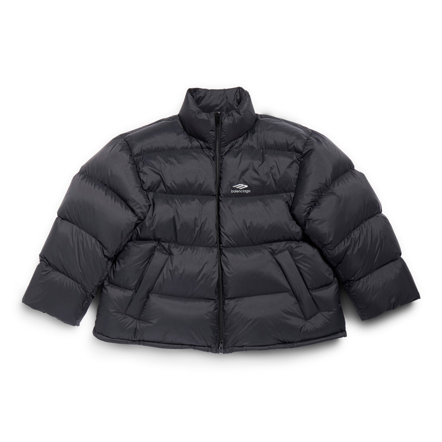 Balenciaga Men's Winter Black And White Zip 3b Sports Icon Ski Puffer Down Jacket #73743