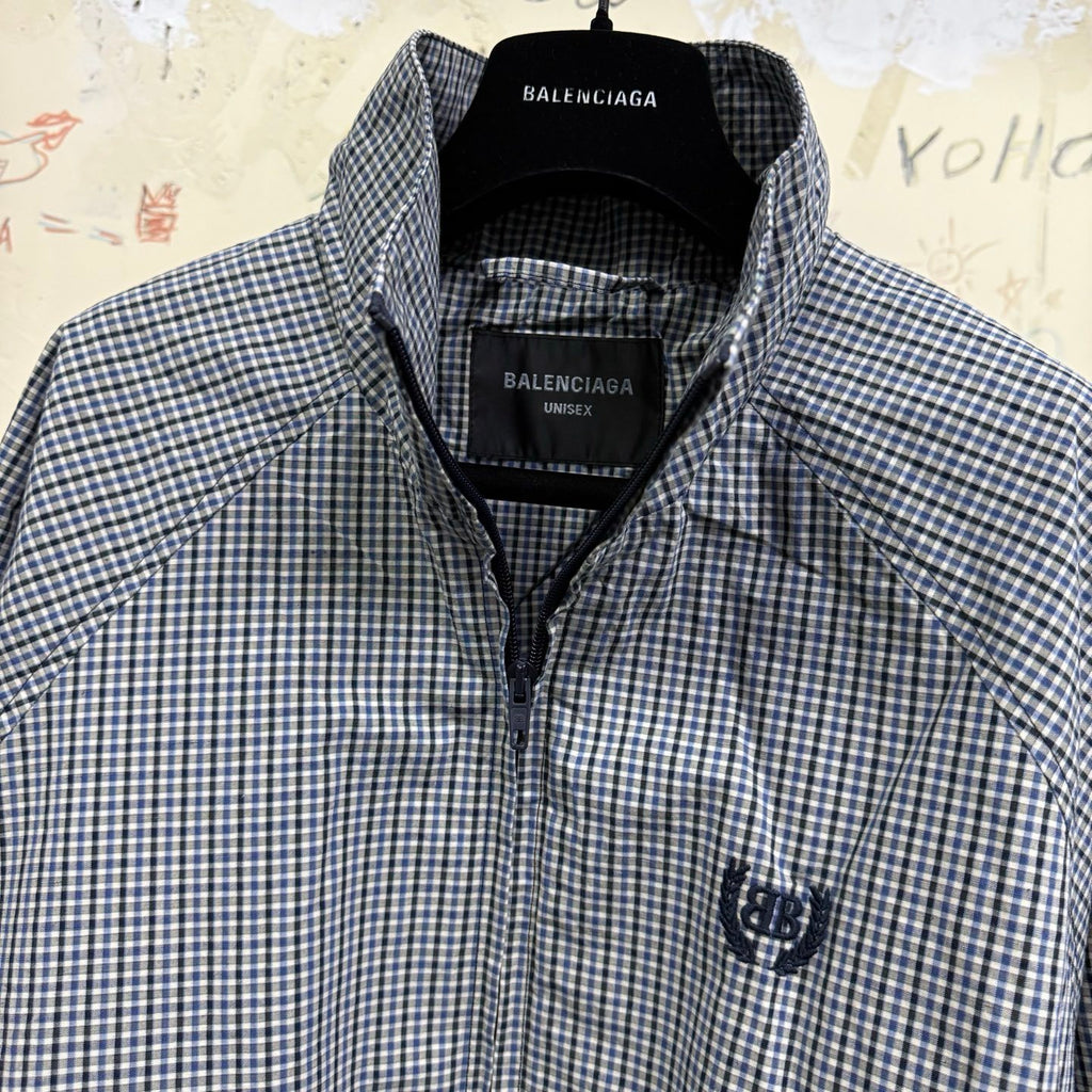 Balenciaga Men's And Women's Fall/Winter Fashion Casual Oversized Drop Shoulder Logo Embroidered Fine Checkered Trench Coat Jacket #78749