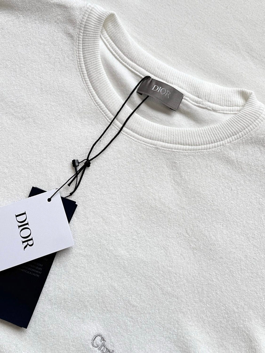 Dior Men's Summer Solid Color Embroidered Letter Print Cotton Terry Short Sleeve T-Shirt #77482
