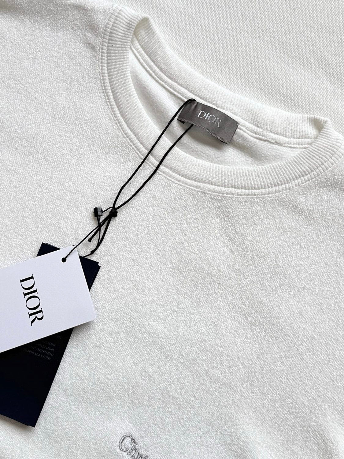 Dior Men's Summer Solid Color Embroidered Letter Print Cotton Terry Short Sleeve T-Shirt #77482