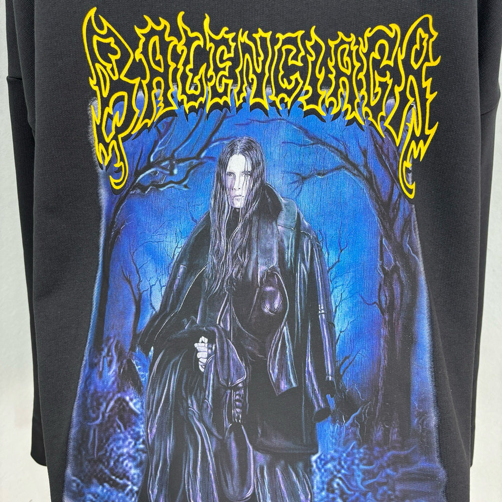 Balenciaga Men's Spring and Autumn Portrait Pattern Printed Solid Color Hooded Long Sleeve Sweatshirt #74957