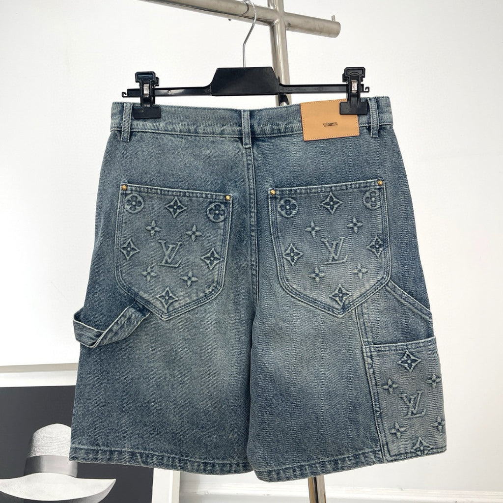 Louis Vuitton Short Sleeved Denim Jacket Denim Shorts Set Suit #94367