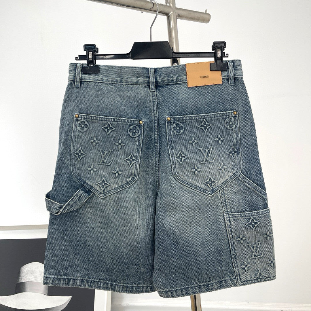 Louis Vuitton Short Sleeved Denim Jacket Denim Shorts Set Suit #94367