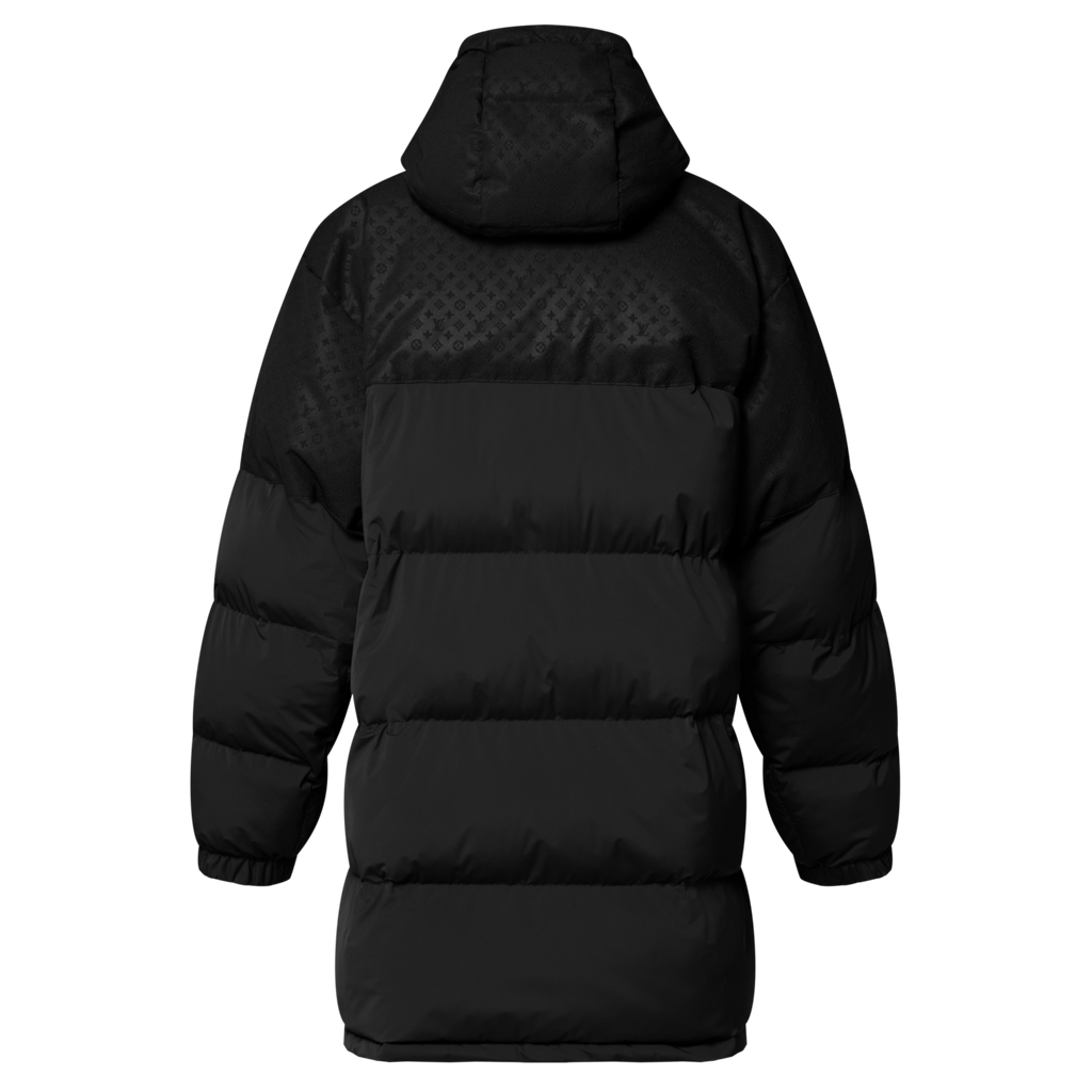 Louis Vuitton Men's and Women's Embossed Patchwork Mid Length Down Jacket #333370