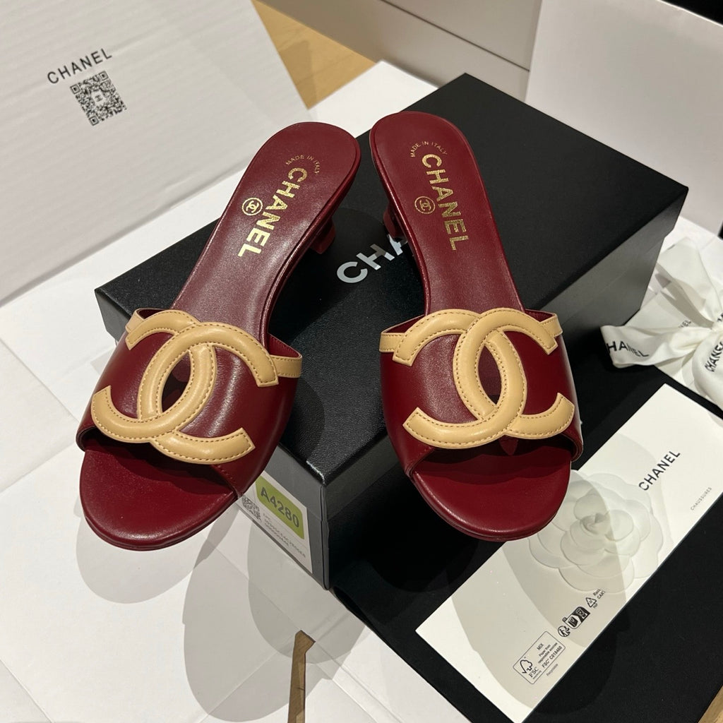 Chanel CC Kitten Heel Sandals #382676