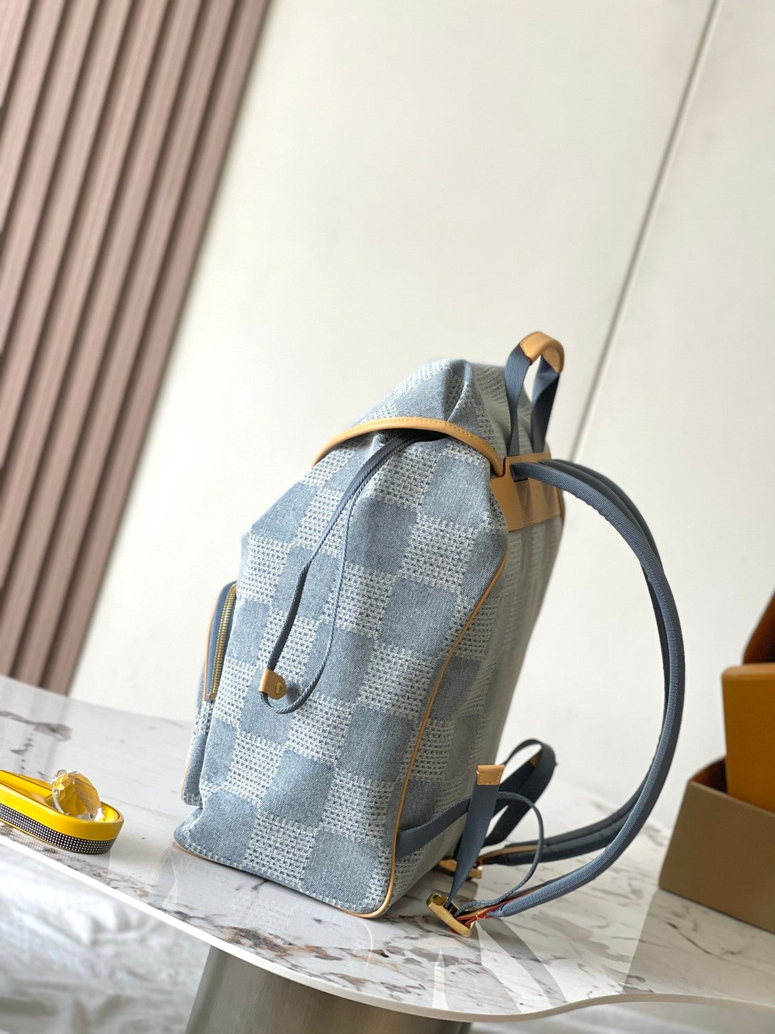 Louis Vuitton MONTSOURIS Men's Solid Colour Tessellated Printed Denim Shoulder Bag Backpacks Bags #76846