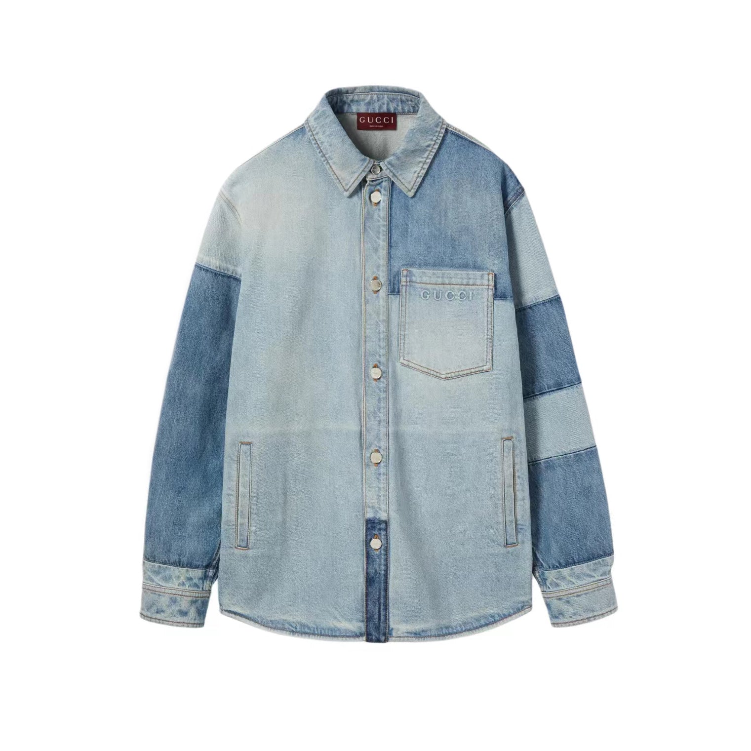 Gucci Men's Spring/Autumn Fashionable Washed Color Letter Logo Embossed Denim Shirt Jacket #78161