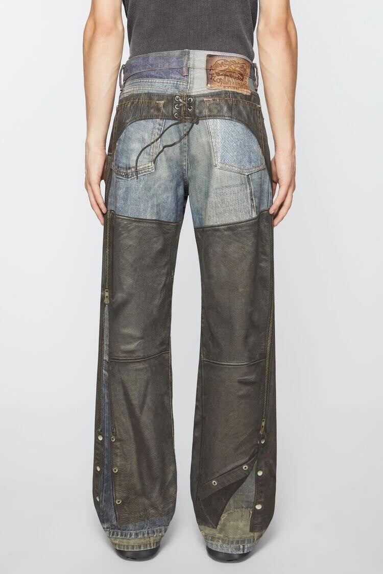 Acne Studios Men's Women's Four Seasons Fashion Solid Color Button Printed Loose Denim Wide Leg Pants Ngvp #8516