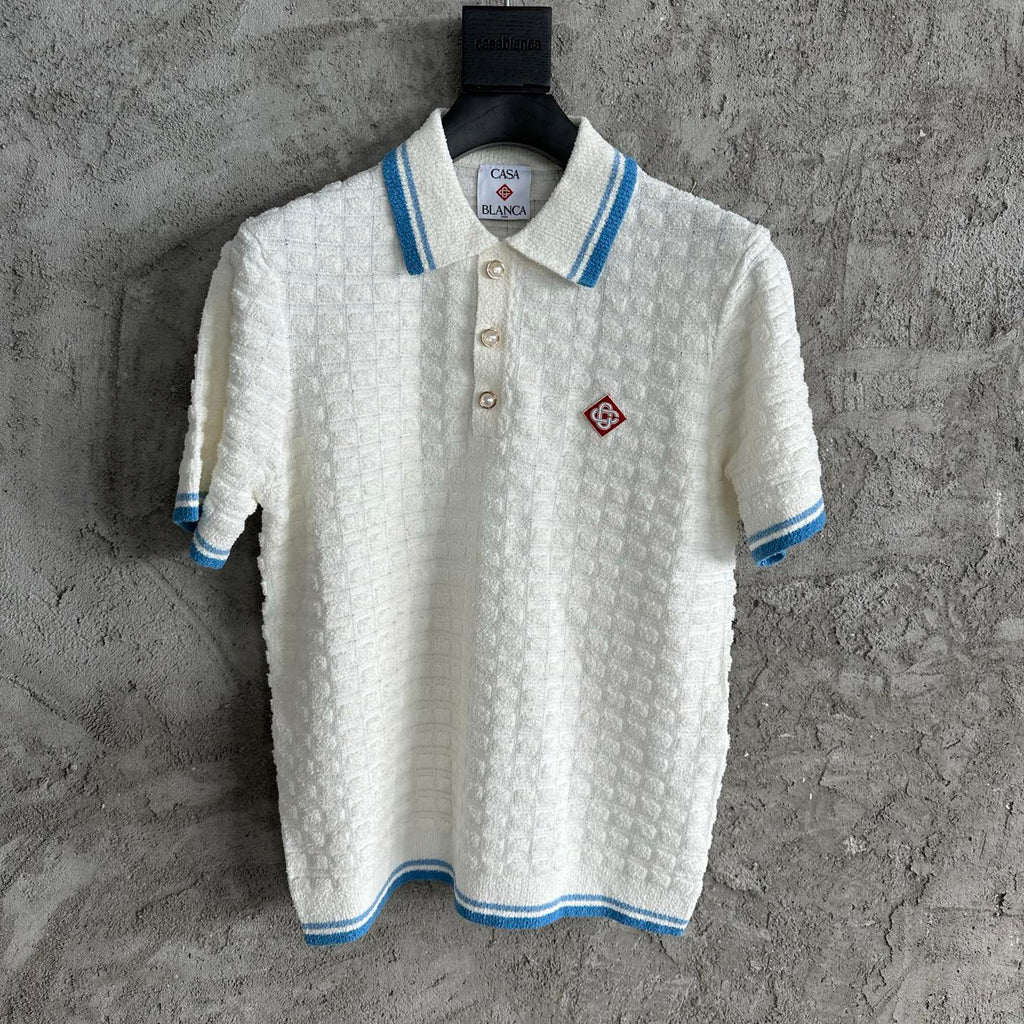 Casablanca Men's Fall/Winter Fashion Casual 100% Cotton Block Knit Polo Shirt T-Shirt #79414