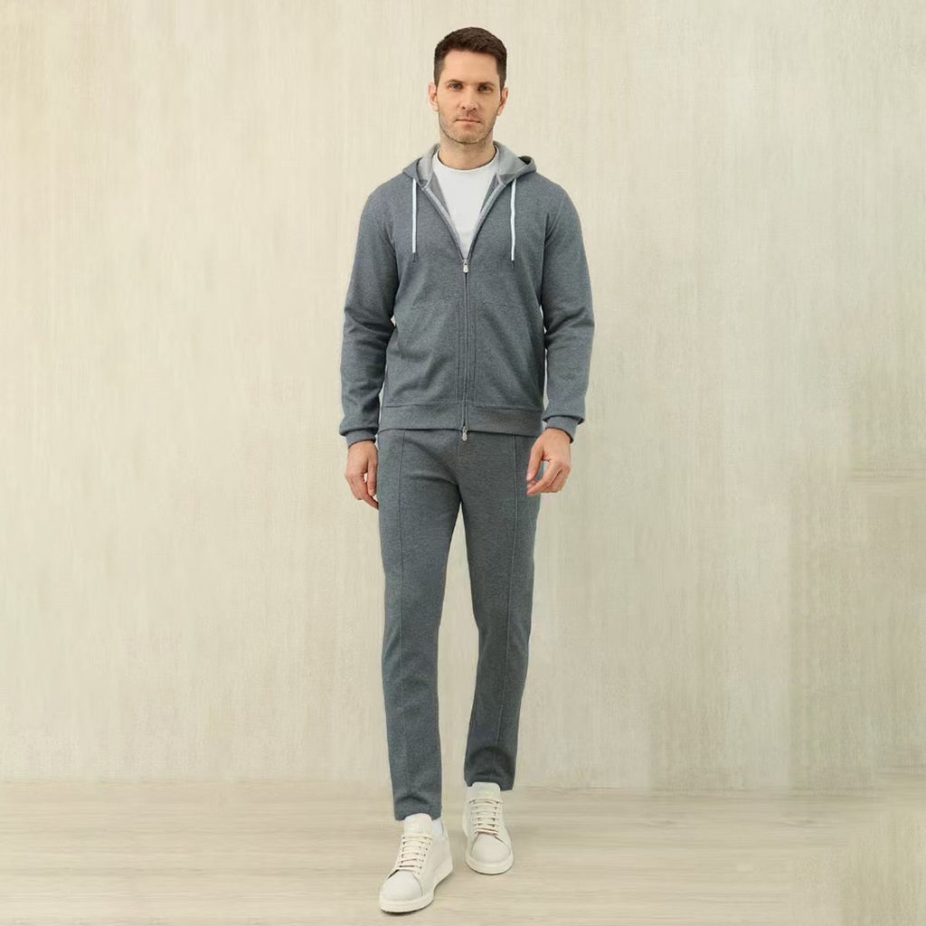 Brunello Cucinelli Men's Solid Colour Hooded Zip Sweatshirt Jacket Drawstring Comfort Straight Trousers Pants Sweatpants Suit Set  #81324