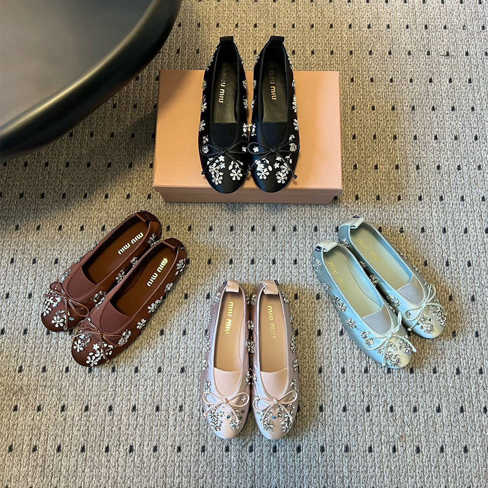 Miumiu Rhinestone Ballet Flats #336871