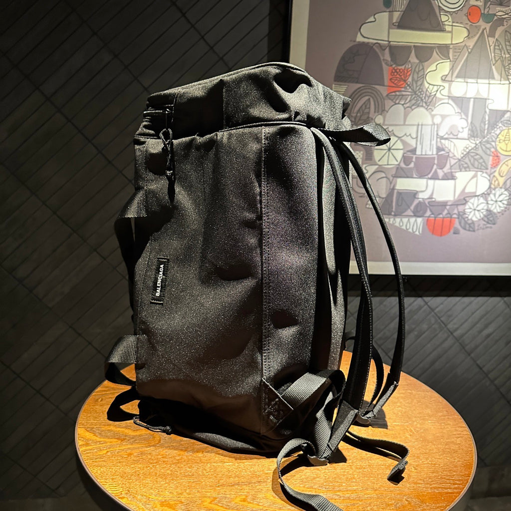 Balenciaga Men's Black Letter Logo Zipper Closure Polyester Backpack Shoulder Bag Tote Bags #75667