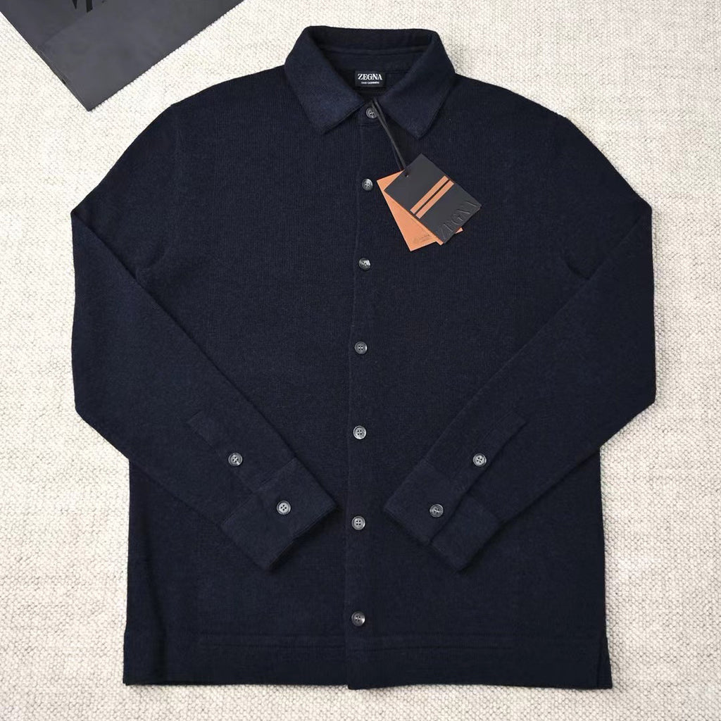 Ermenegildo Zegna Men's Spring. Summer. Autumn Cashmere Silk Lapel Long Sleeved Single Breasted Solid Color Shirt Ngvp #2564