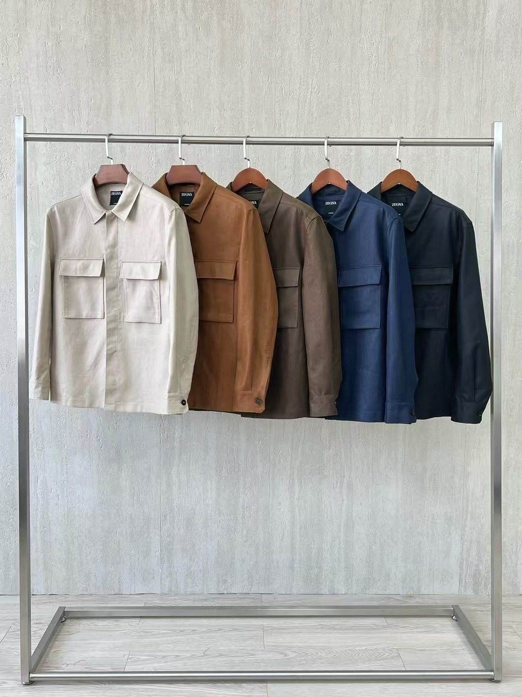 Ermenegildo Zegna Oasi Lino Shirt Jacket Men's Spring And Summer Lapel Single-breasted Pocket Temperament Shirt Simple Commuter Jacket Ngvp #1185