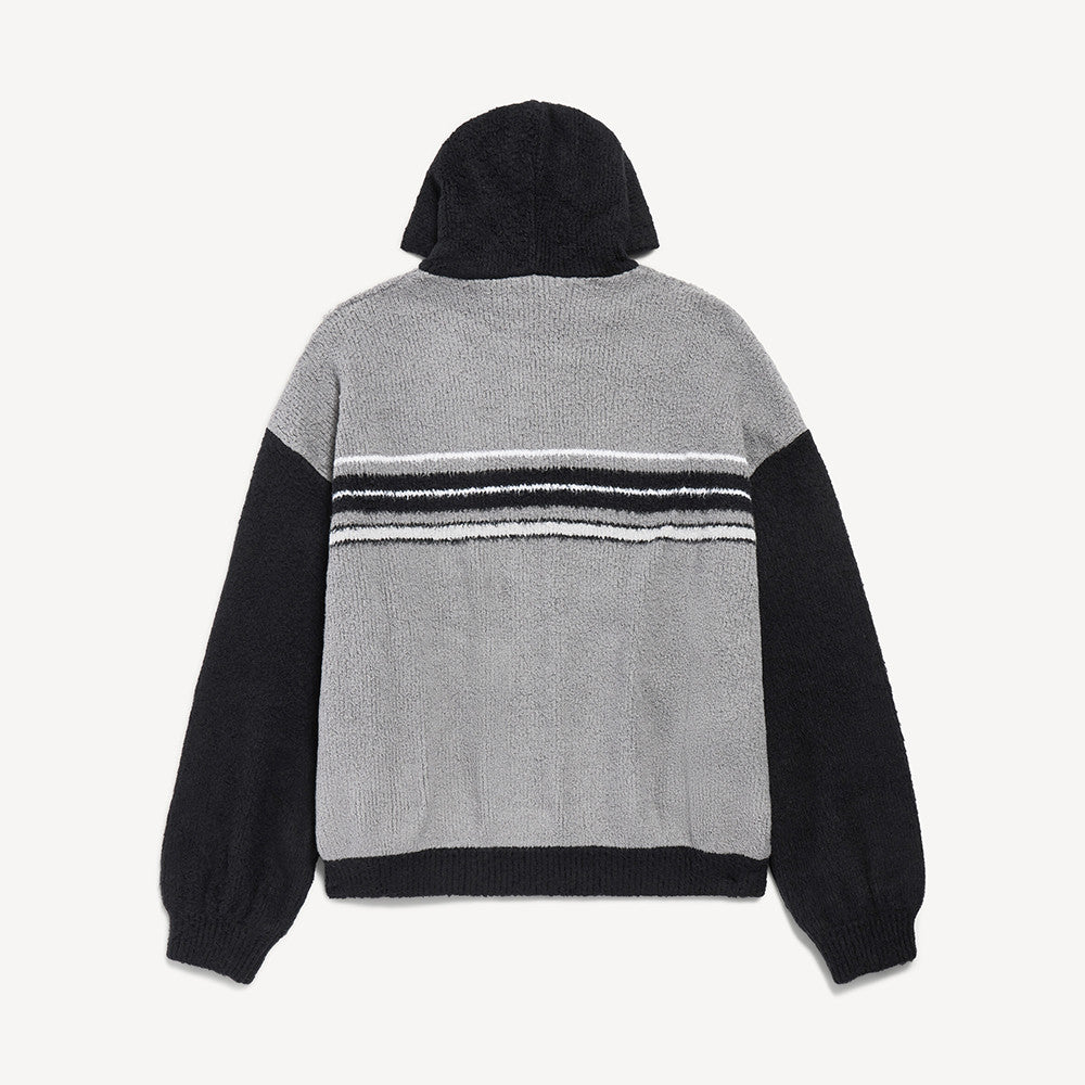 Balenciaga Men's Fluffy Zip-up Hoodie Grey Black White #335469