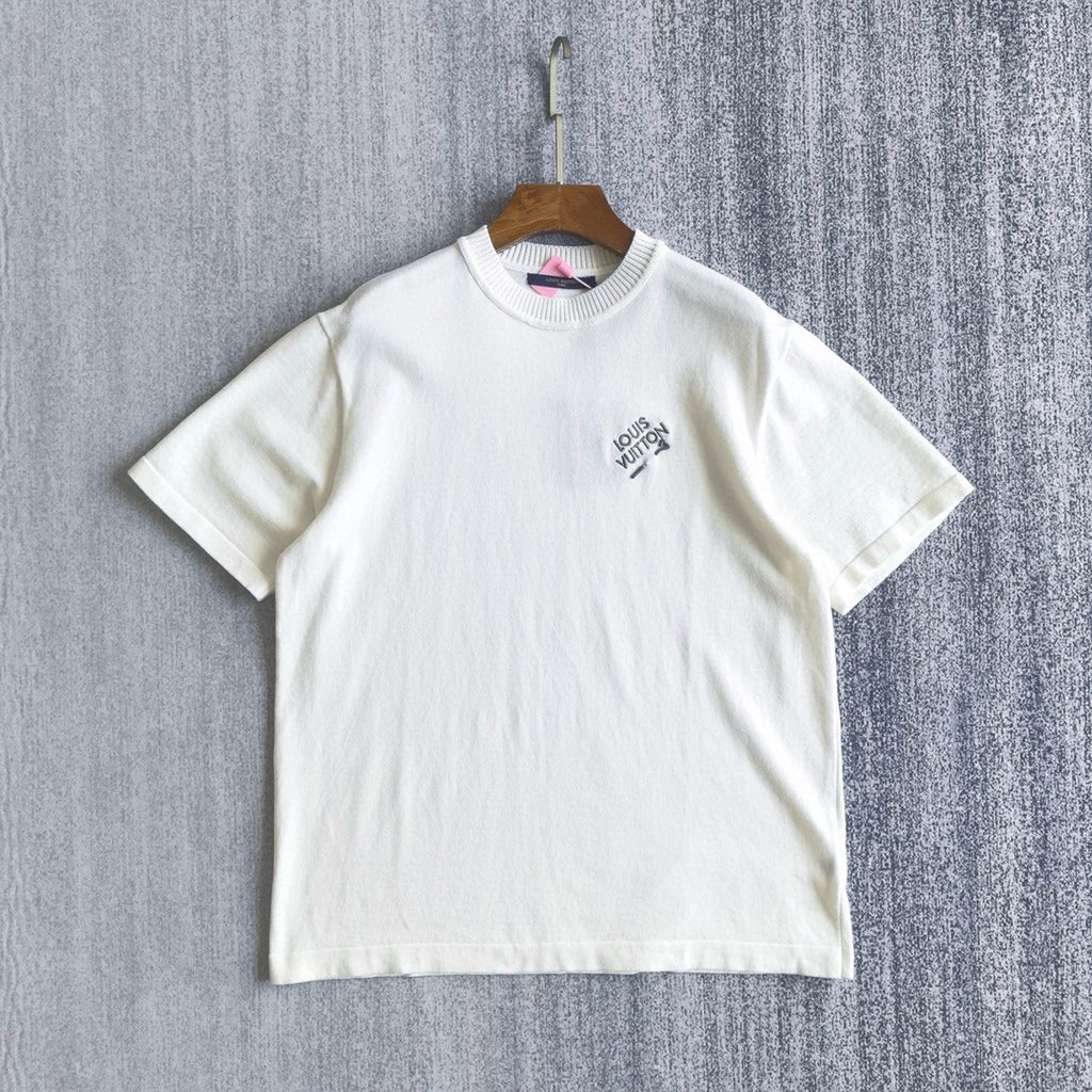 Louis Vuitton Men's Summer Embroidered Logo Round Neck Cotton Short Sleeve T-Shirt #99122