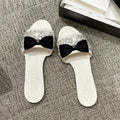 Chanel Women's Spring/Summer Fashion Casual Toe Exposed Flat Heeled Bow Logo Diamond Mary Jane Shoes #78229