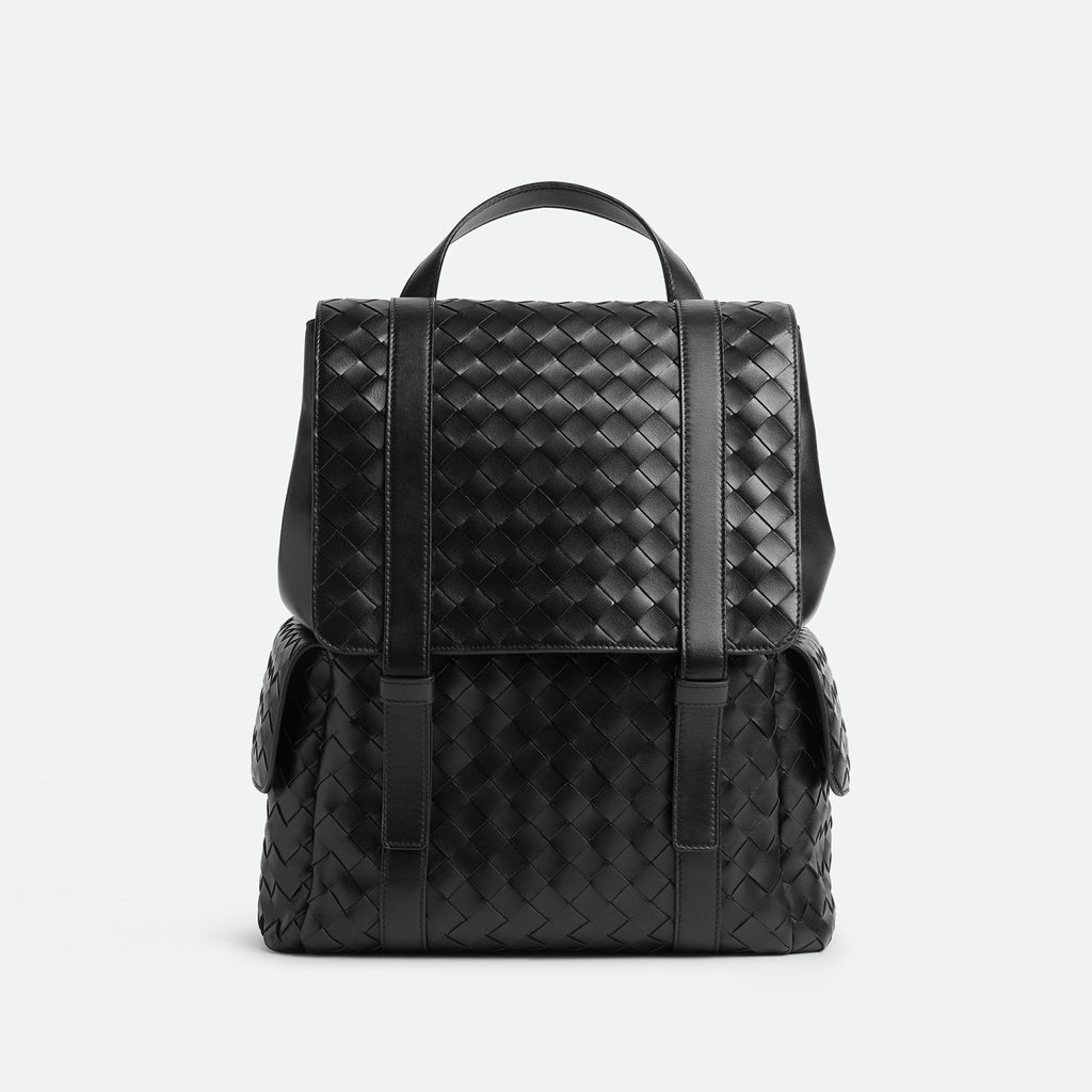 Bottega Veneta Back To School Men's Solid Color Flap Closure Woven Cowhide Leather Shoulder Bag Backpack Rucksack Bags #75798