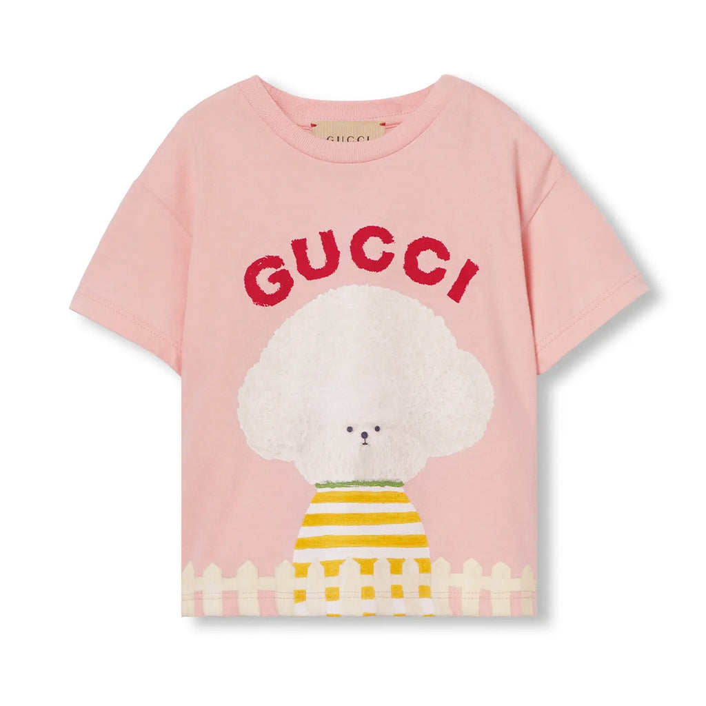 Gucci Kid's Summer Solid Color Animal Print Cotton Short Sleeve Round Neck T-Shirt #31344
