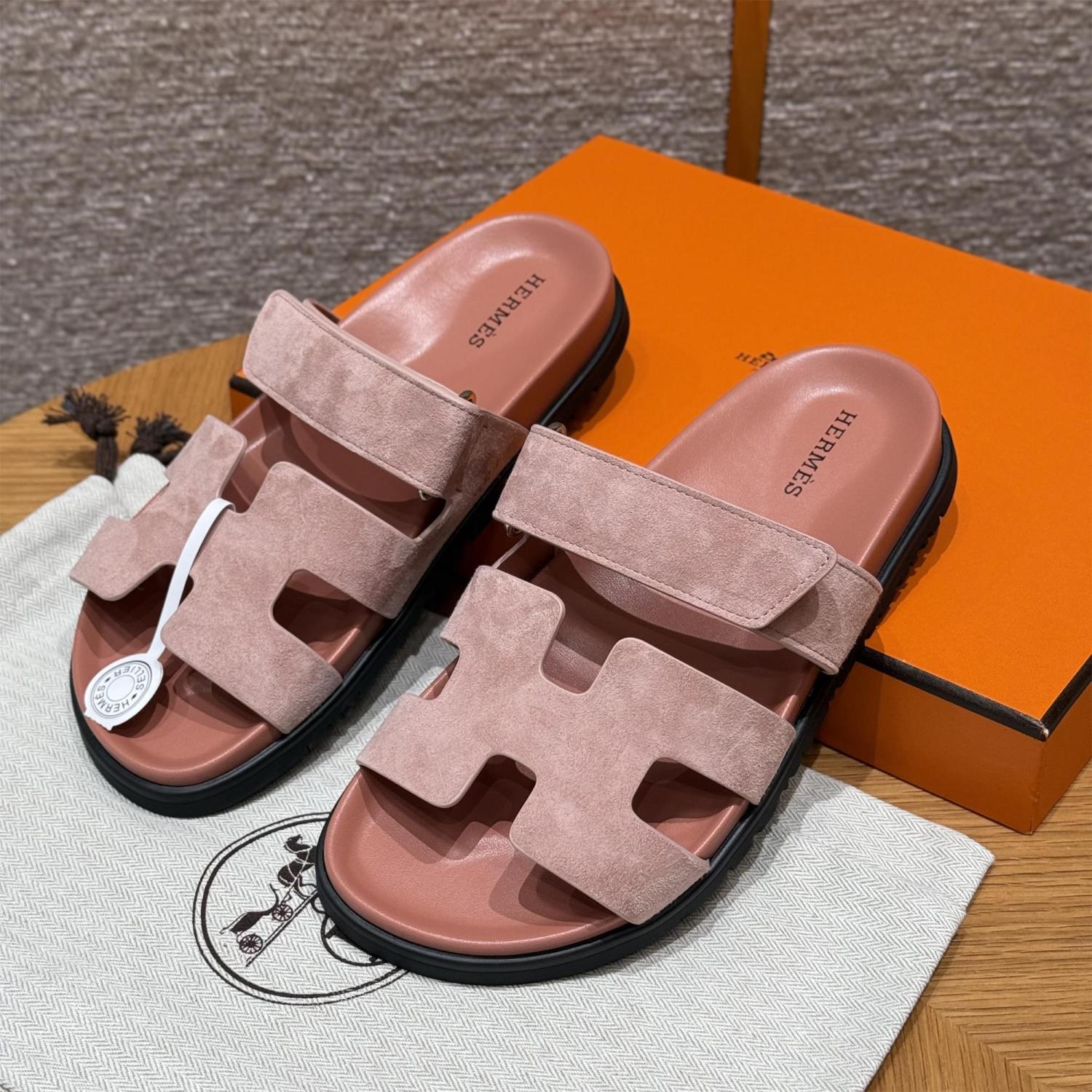 Hermes Women's Autumn and Winter Pure Color Suede Leather Casual Fashion Sandal Mop Shoes #77294