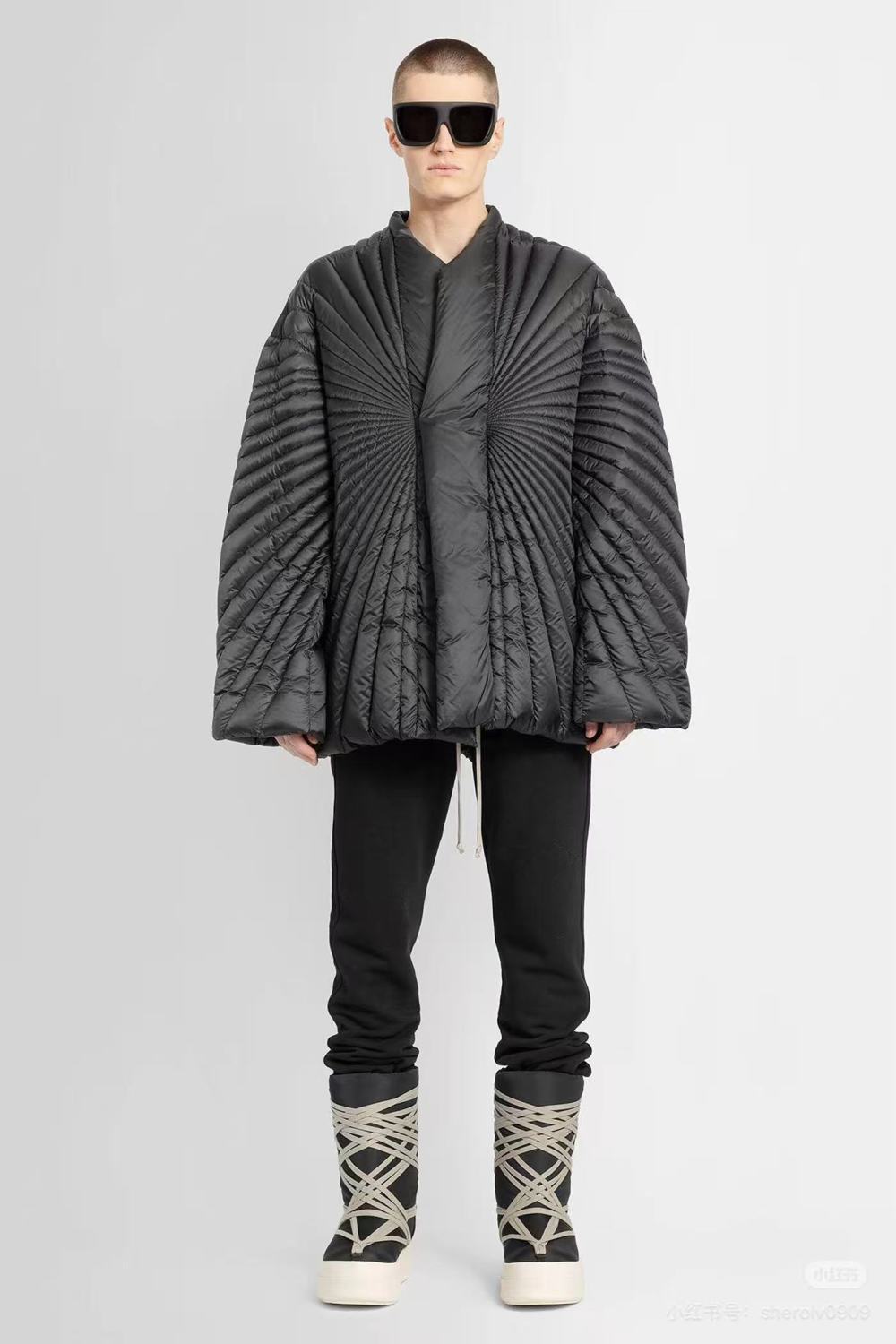 Rick Owens X Moncler Men's Women's Fall And Winter Rays Striped Down Jacket Fashion High Street Design Premium Unique Jacket Ngvp #2497
