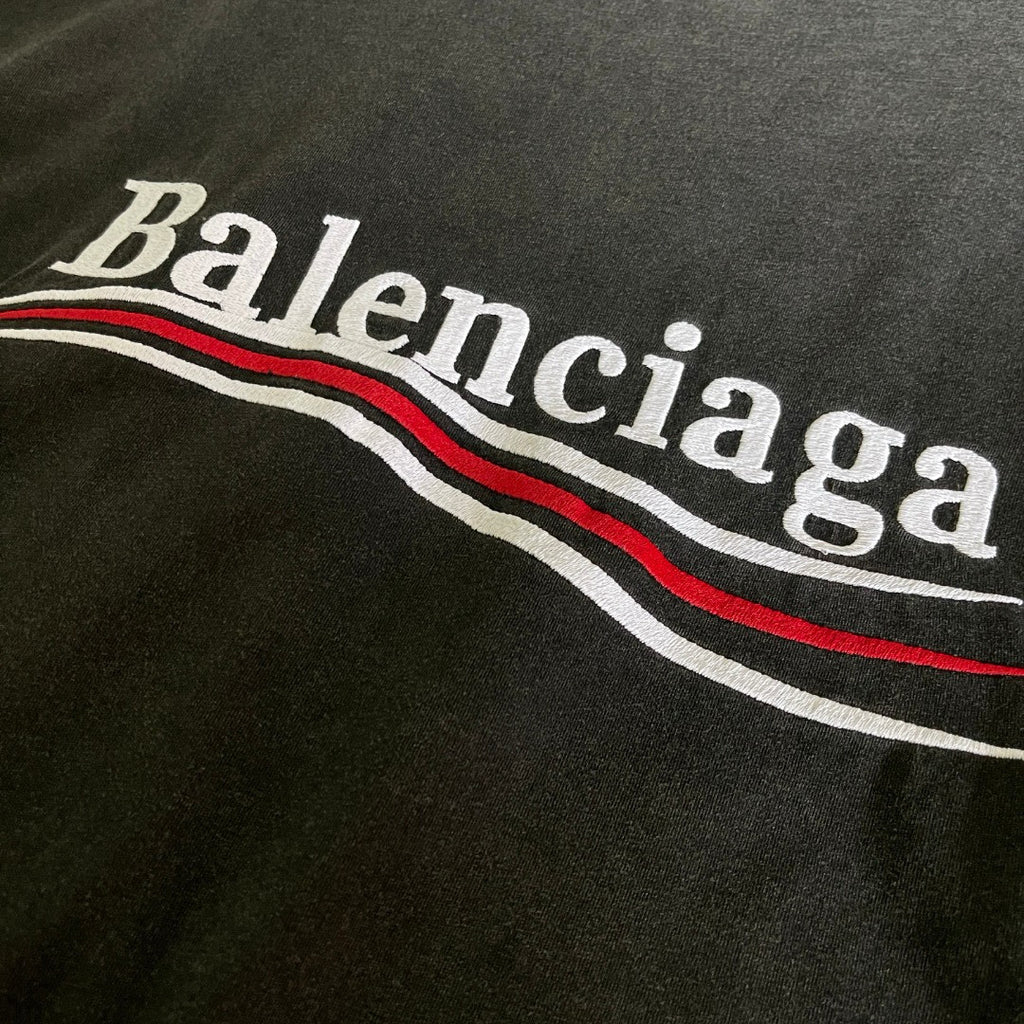 Balenciaga POLITICAL CAMPAIGN INSIDE-OUT Men's Summer Washed Colour Embroidered Letter Short Sleeve Fashionable Short Sleeve T-shirt #78142