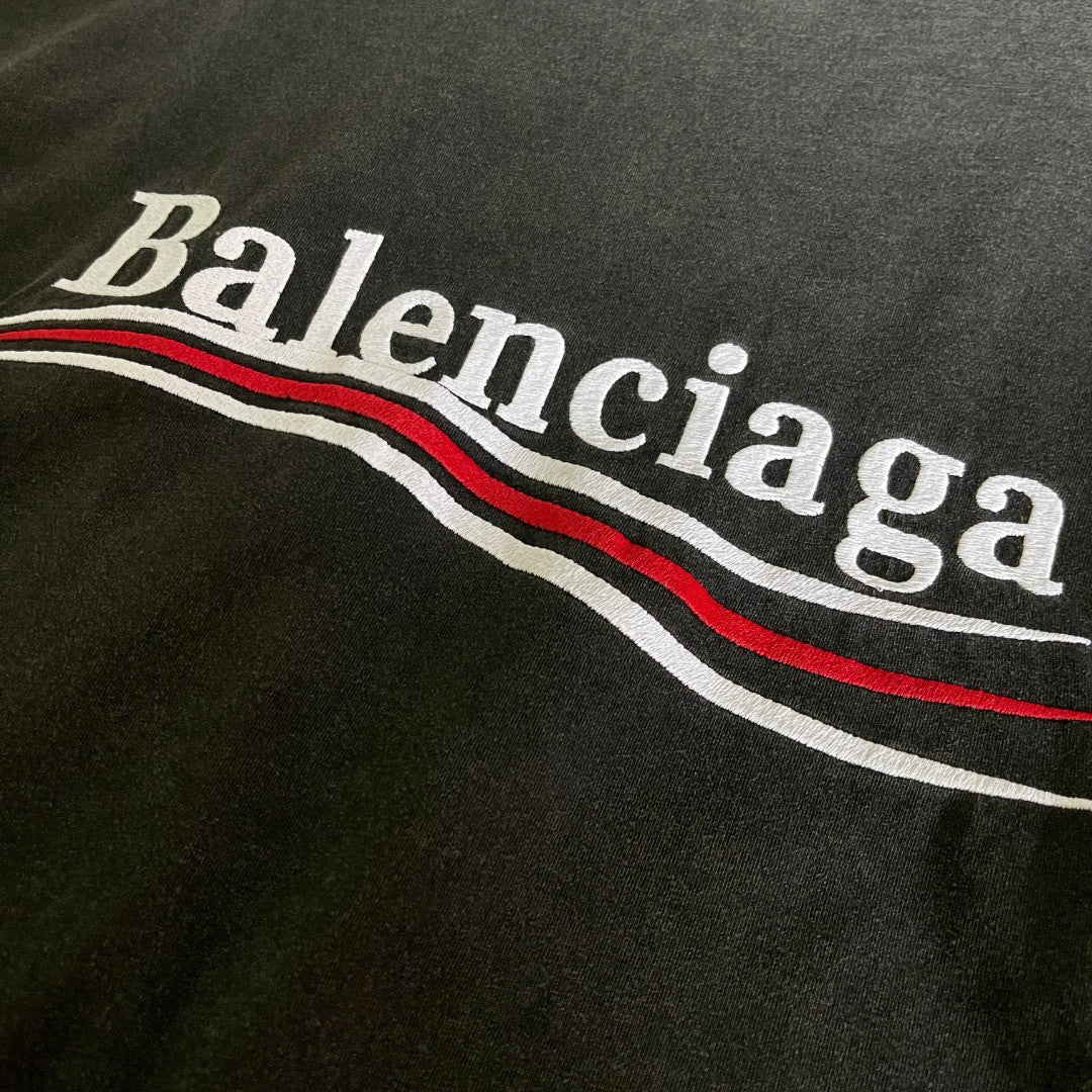 Balenciaga POLITICAL CAMPAIGN INSIDE-OUT Men's Summer Washed Colour Embroidered Letter Short Sleeve Fashionable Short Sleeve T-shirt #78142