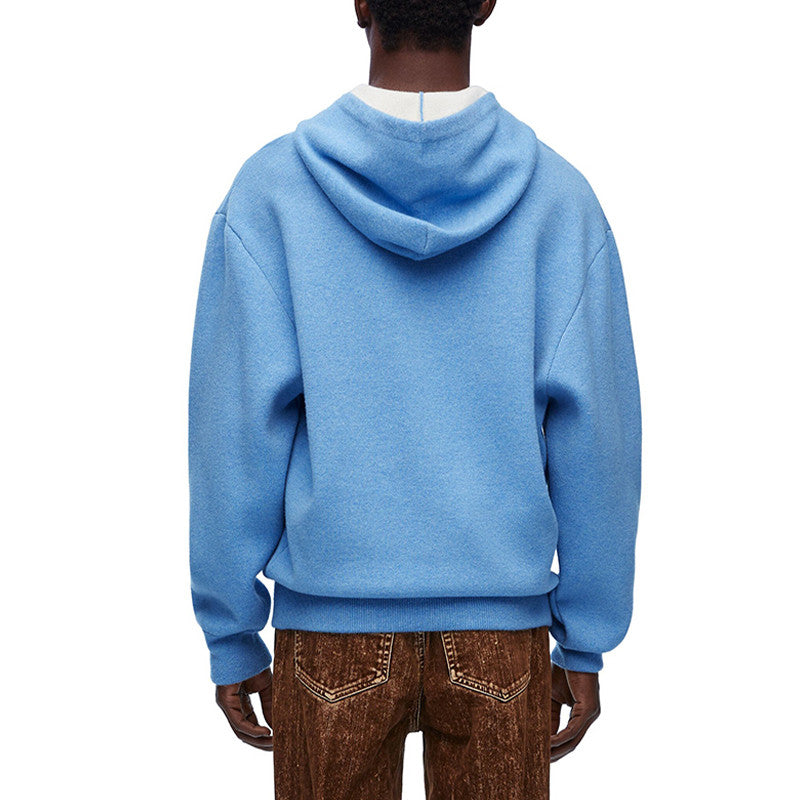 Loewe Men's High-Street Logo Jacquard Double-Layer Wool Casual Solid-Color Spring/Fall Long-Sleeve Pullover Hoodie Sweatshirt #81712