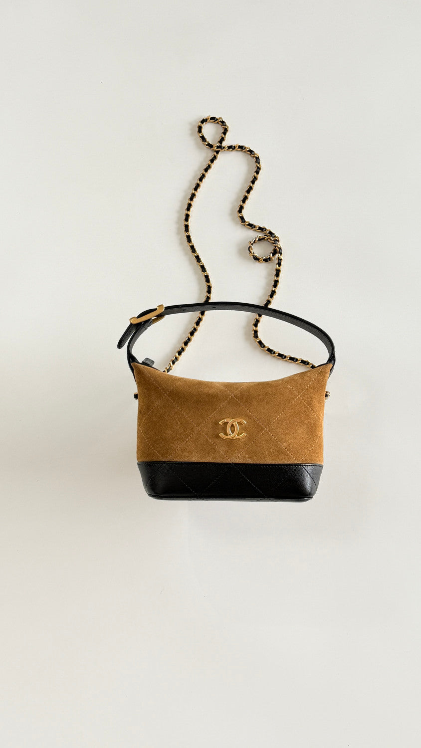 Chanel Suede Lambskin Colorblock Lunch Box Bag #379883