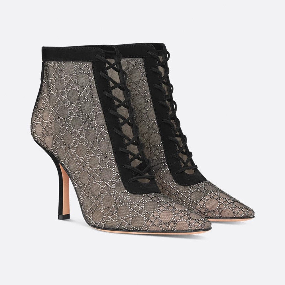 Dior Dazzling Galaxy Series Mesh Cannage Pattern Rhinestone High Heels #377323