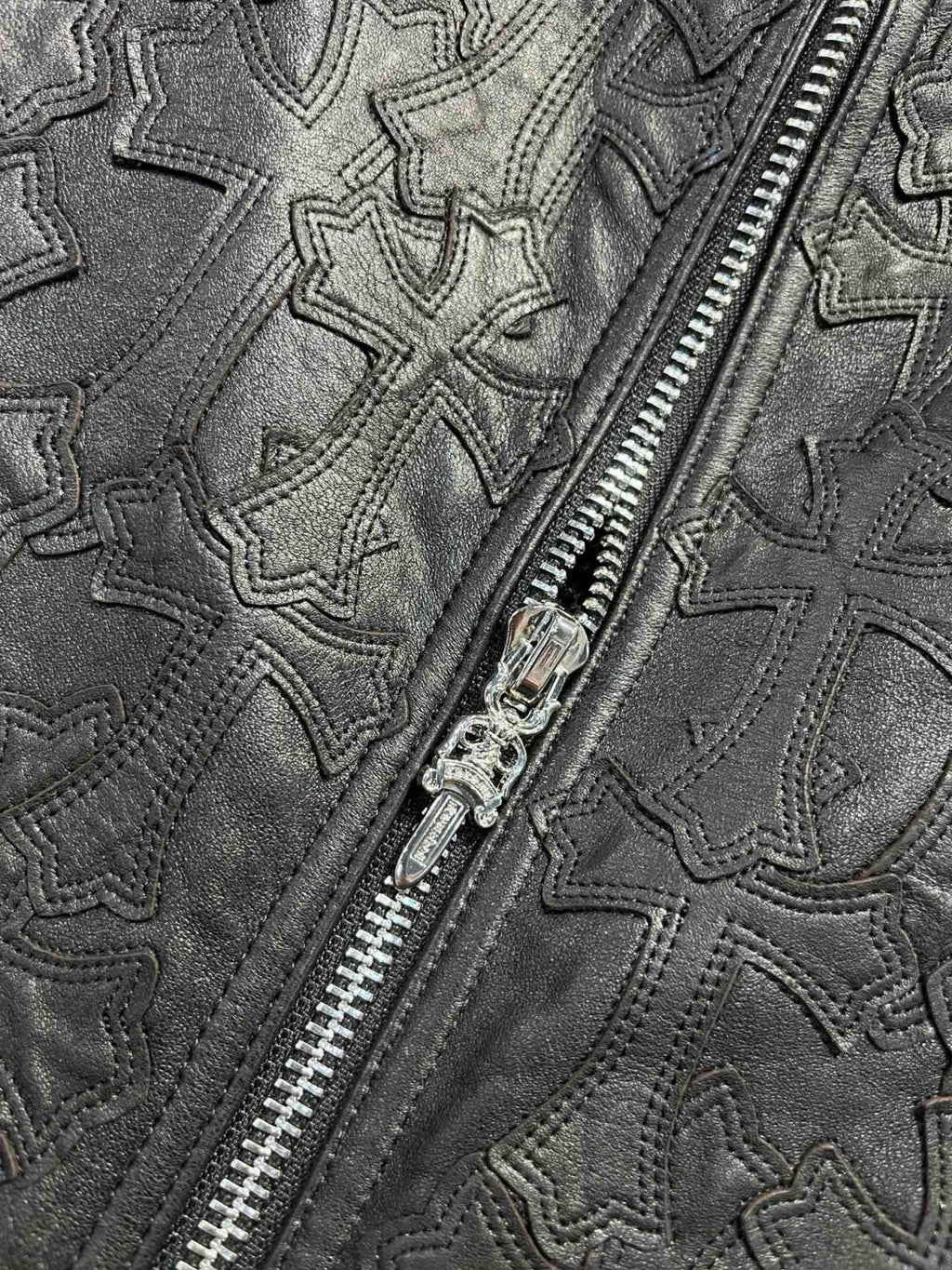 Chrome Hearts Men's Spring/Summer Dark Logo Leather Zipper Sleeveless Waistcoat Vest Jacket #98936