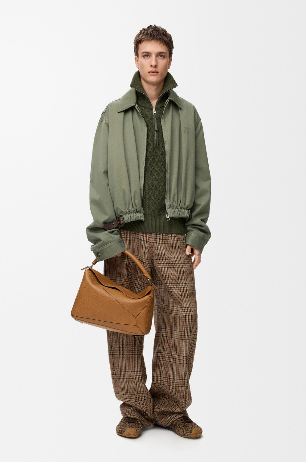 LOEWE Belted jacket Pants cotton Green #334233