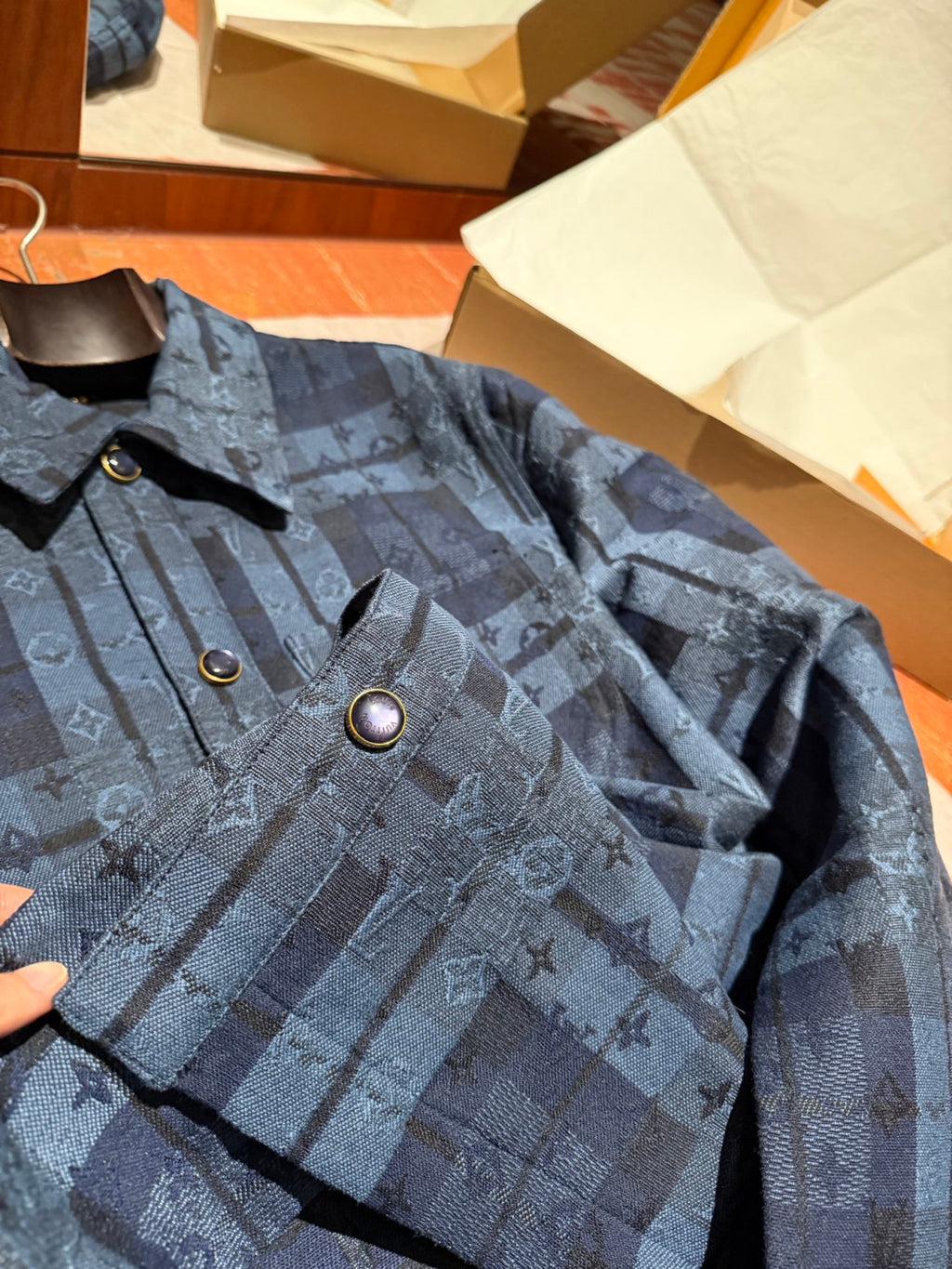 Louis Vuitton Monogram Tartan Denim Overshirt #334103