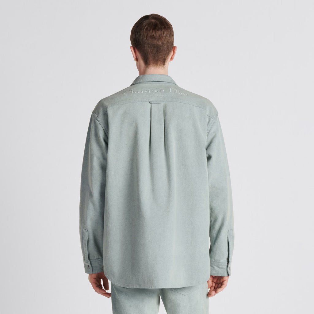 Dior Men's Spring And Autumn Long Sleeved Single Breasted Christian Couture Reversible Shirt Blue Cotton Denim #97745