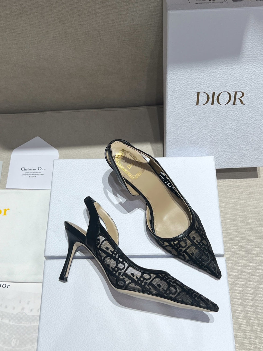 DIOR Adiorable Slingback Pump Black Dior Oblique Embroidered Mesh #380126