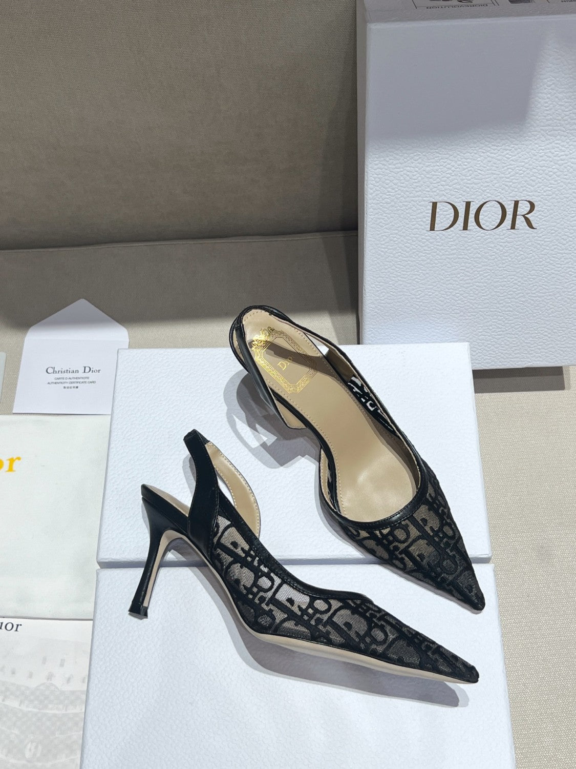 DIOR Adiorable Slingback Pump Black Dior Oblique Embroidered Mesh #380126