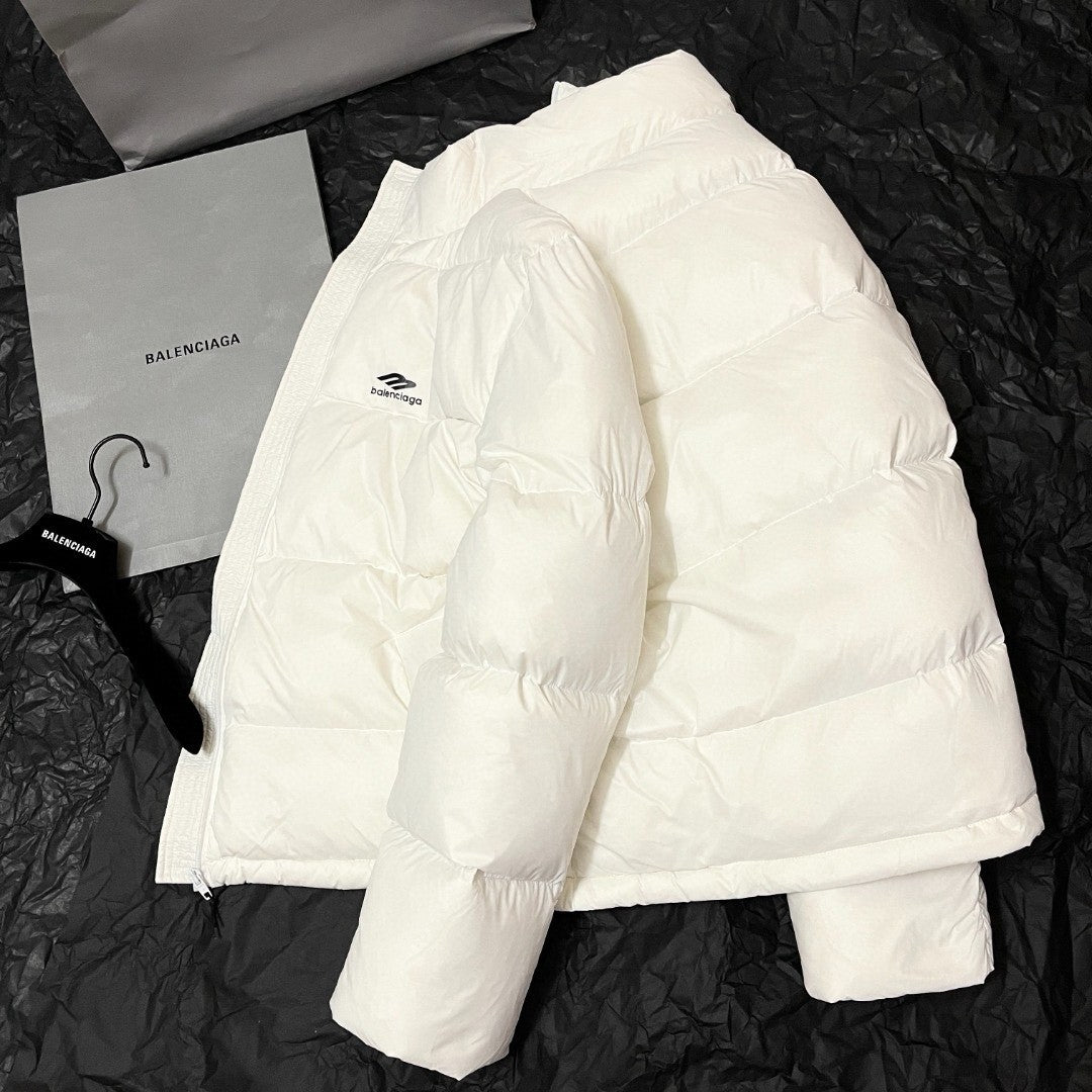 Balenciaga Men's Winter Black And White Zip 3b Sports Icon Ski Puffer Down Jacket #73743
