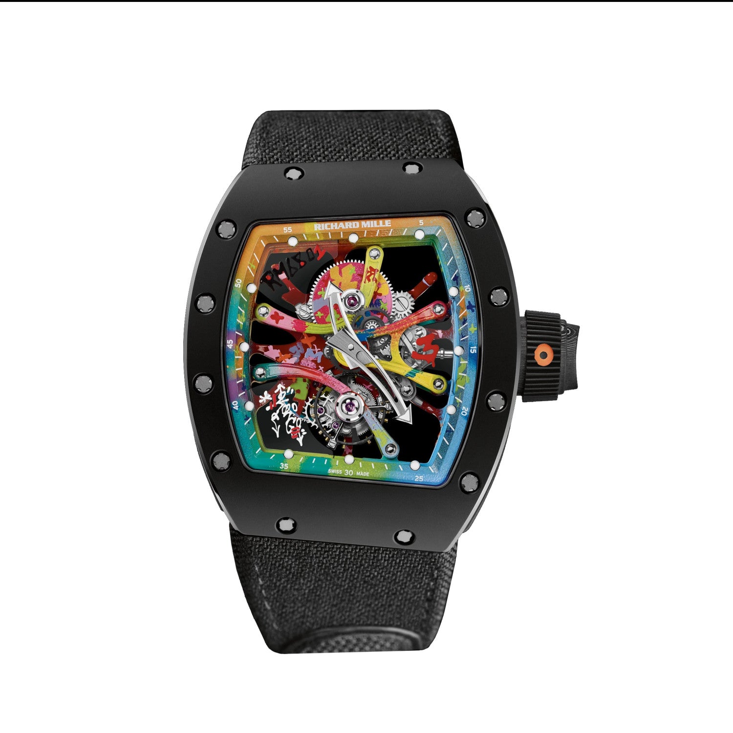 Richard Mille RM 68-01 Men's Color Dial Manual Mechanical Movement Rubber Strap Black Watch #75679