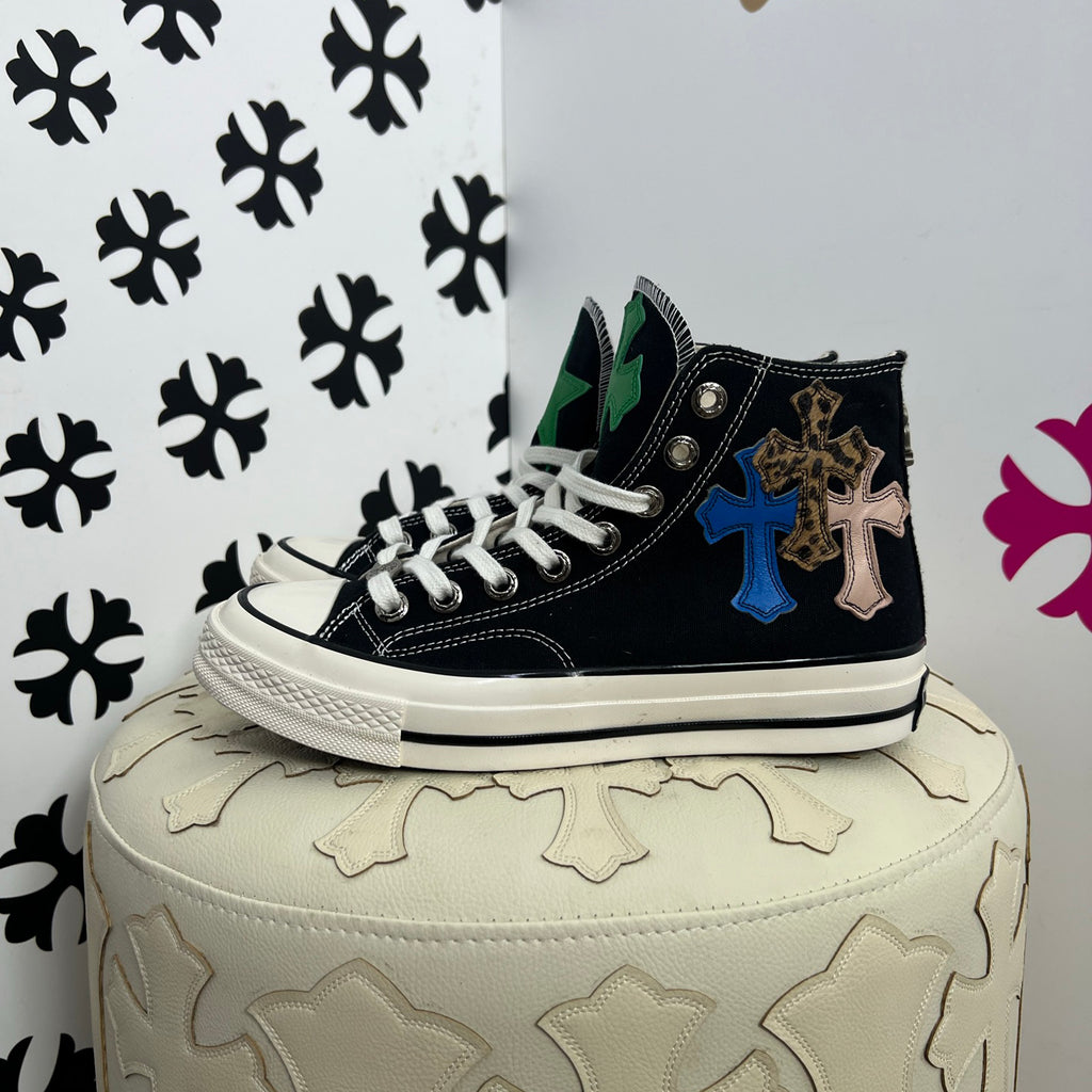 Chrome Hearts x Converse Men's And Women's Spring/fall Fashion Casual Round Toe Lace Up Flat High Top Canvas Sneakers Shoes #79323