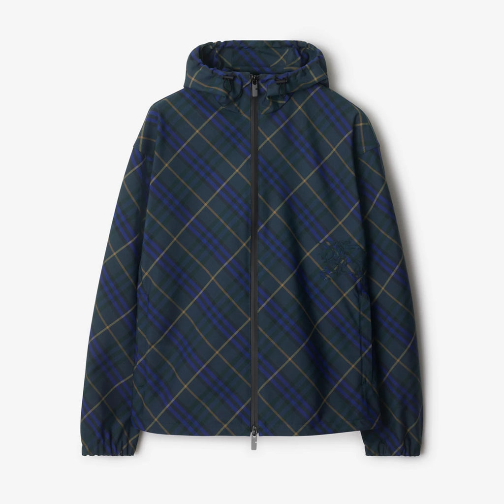 Burberry Men's Spring and Autumn Check Twill Jacket Shorts Set Equestrian Rider Logo Applique Fashion High Street Trend Hooded Jacket Drawstring Shorts Set Suit #81226