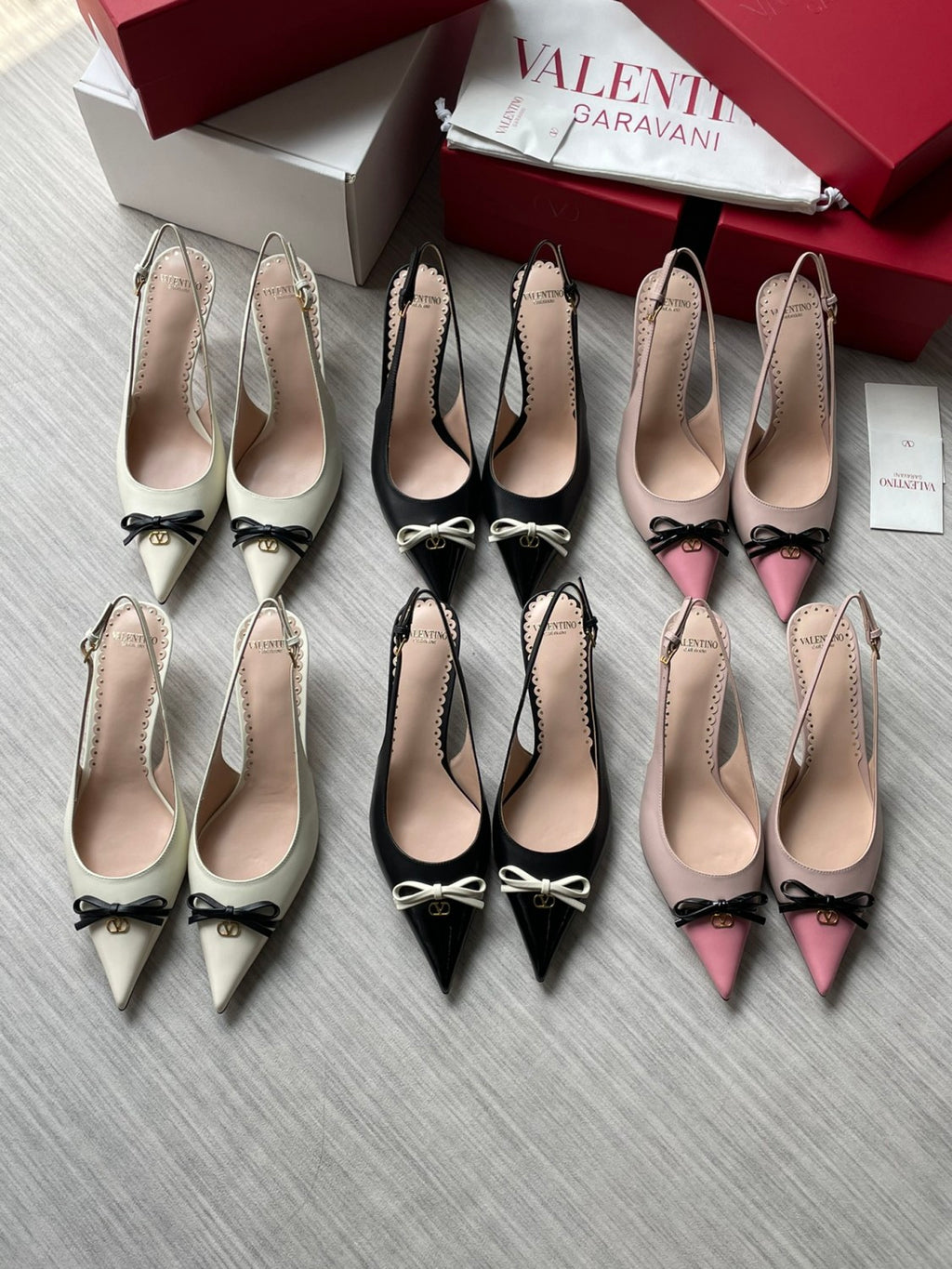 Valentino Bepointy Slingback Pump In Patent Leather And Kidskin Bow V-mark Shoes Fashionable Elegant Exquisite Luxurious Small High Heels 4cm 8cm Ngvp #2246