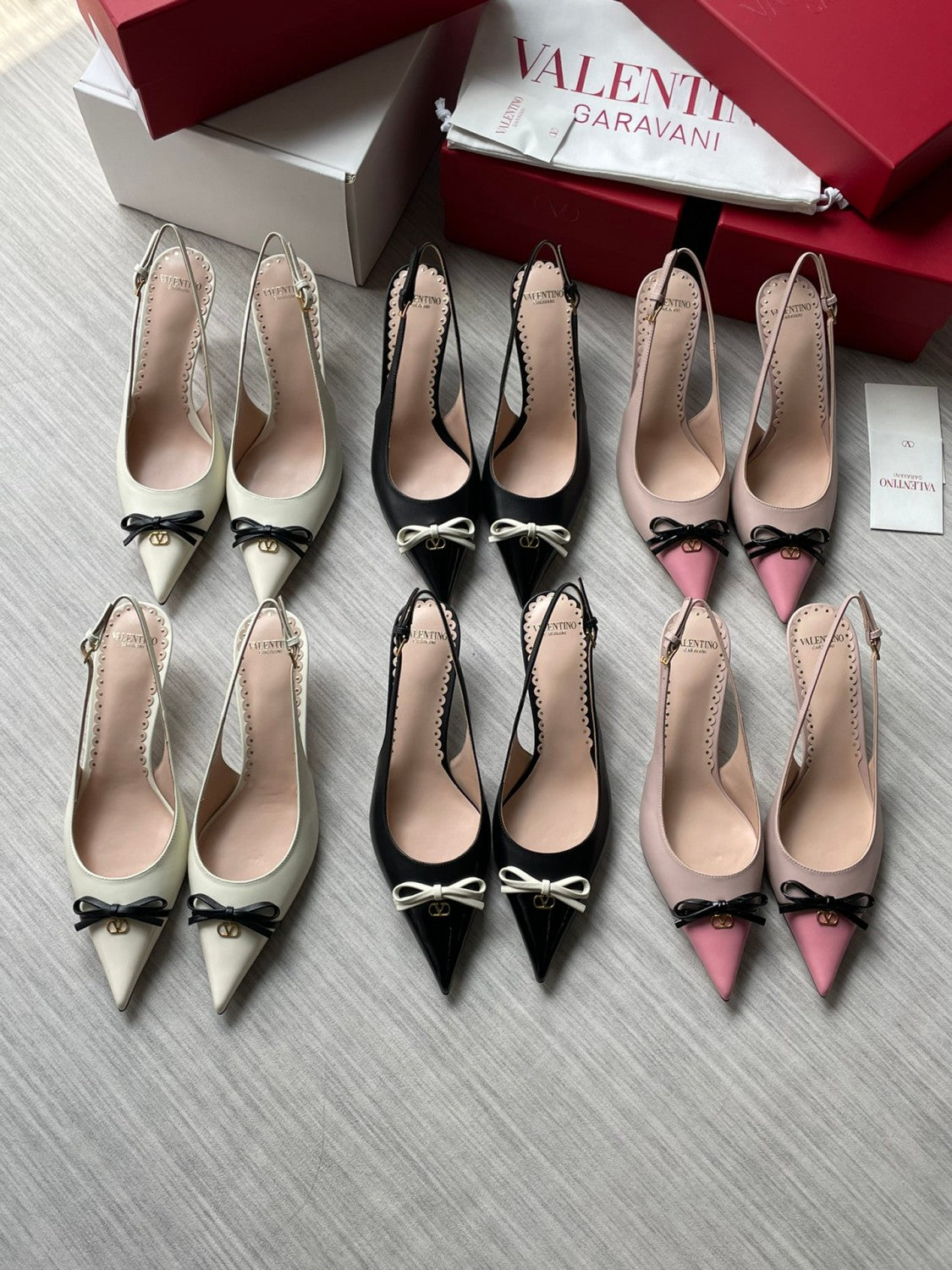 Valentino Bepointy Slingback Pump In Patent Leather And Kidskin Bow V-mark Shoes Fashionable Elegant Exquisite Luxurious Small High Heels 4cm 8cm Ngvp #2246
