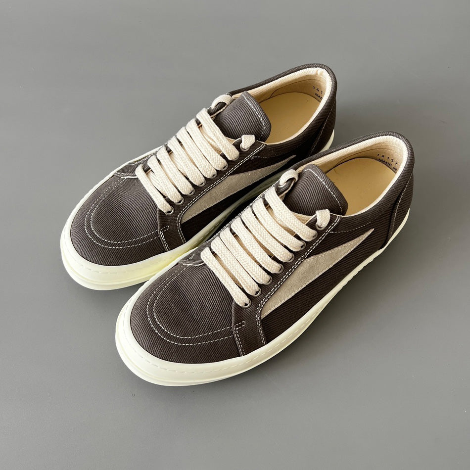 Rick Owens DRKSHDW Men's And Women's Spring/Summer Fashion Casual Round Toe Lace Up Low Top Twill Canvas Shoes #78281