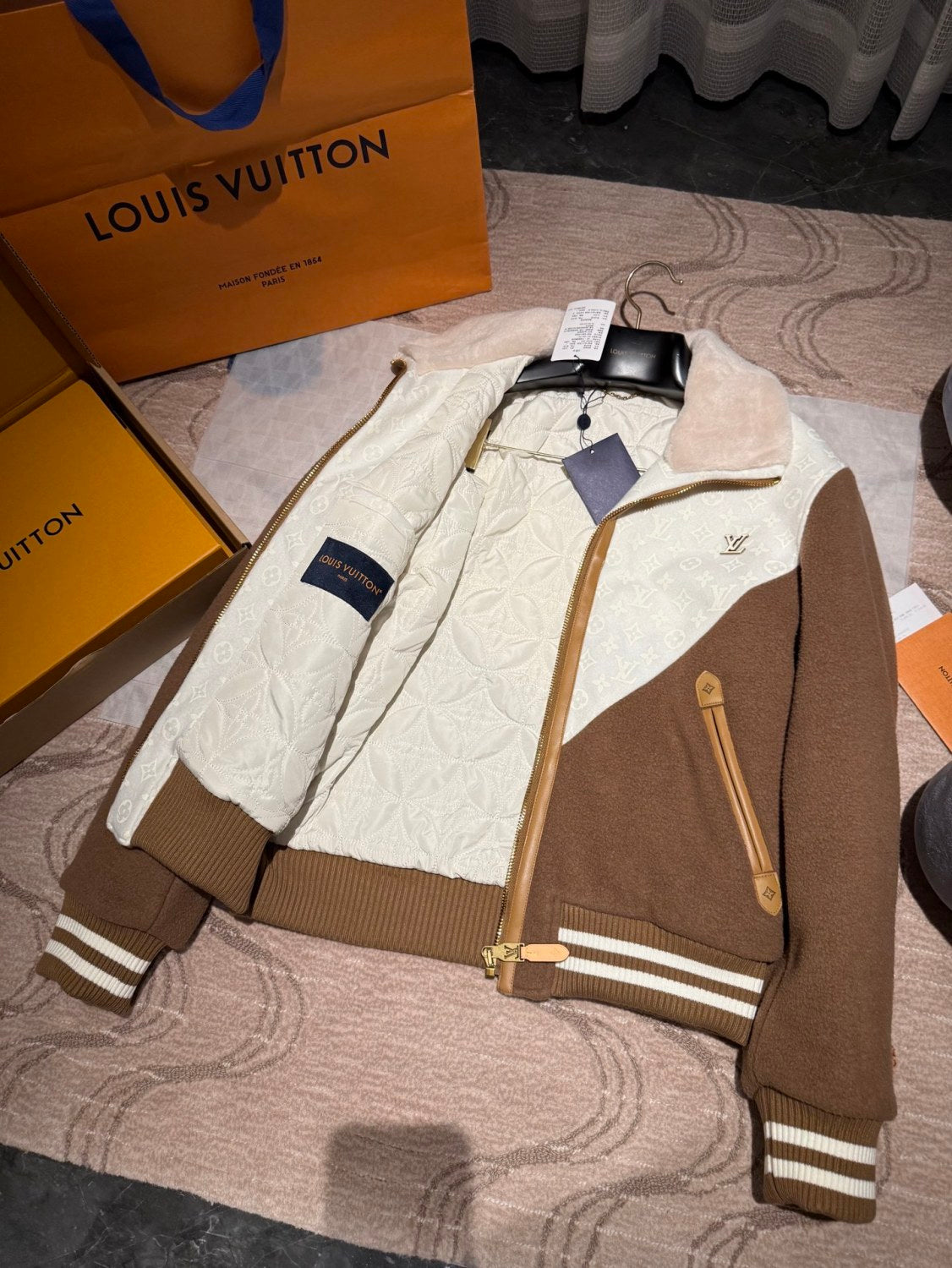 Louis Vuitton Men's Monogram Blouson With Shearling Collar 1AJBCW #334771