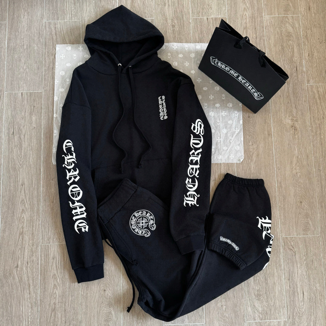 Chrome Hearts All Over Printed Dark Pattern Hooded Sweatshirt Pants #375728