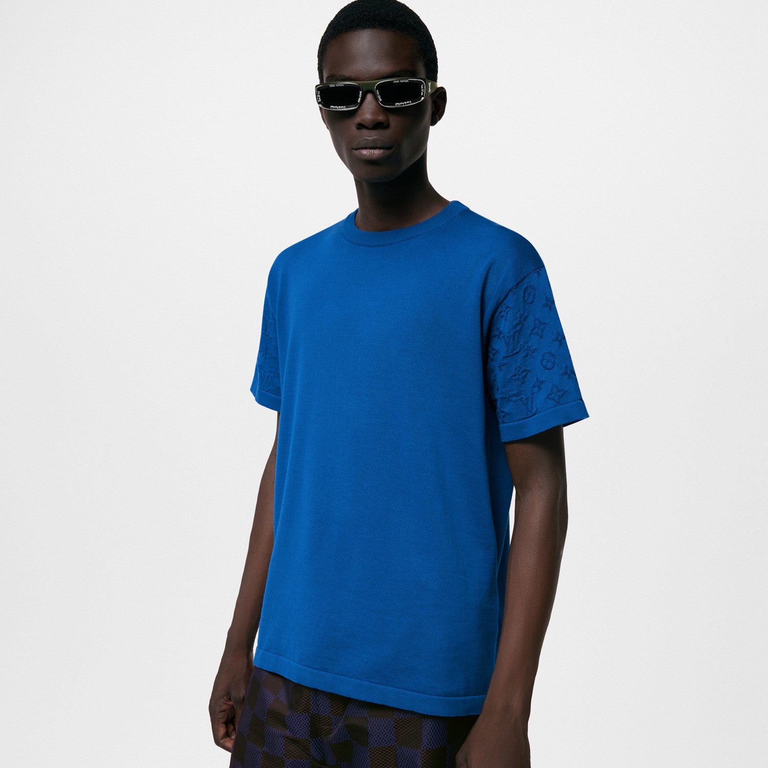 Louis Vuitton Men's Summer Solid Color Logo Jacquard Round Neck Cotton Short Sleeve T-Shirt #99834