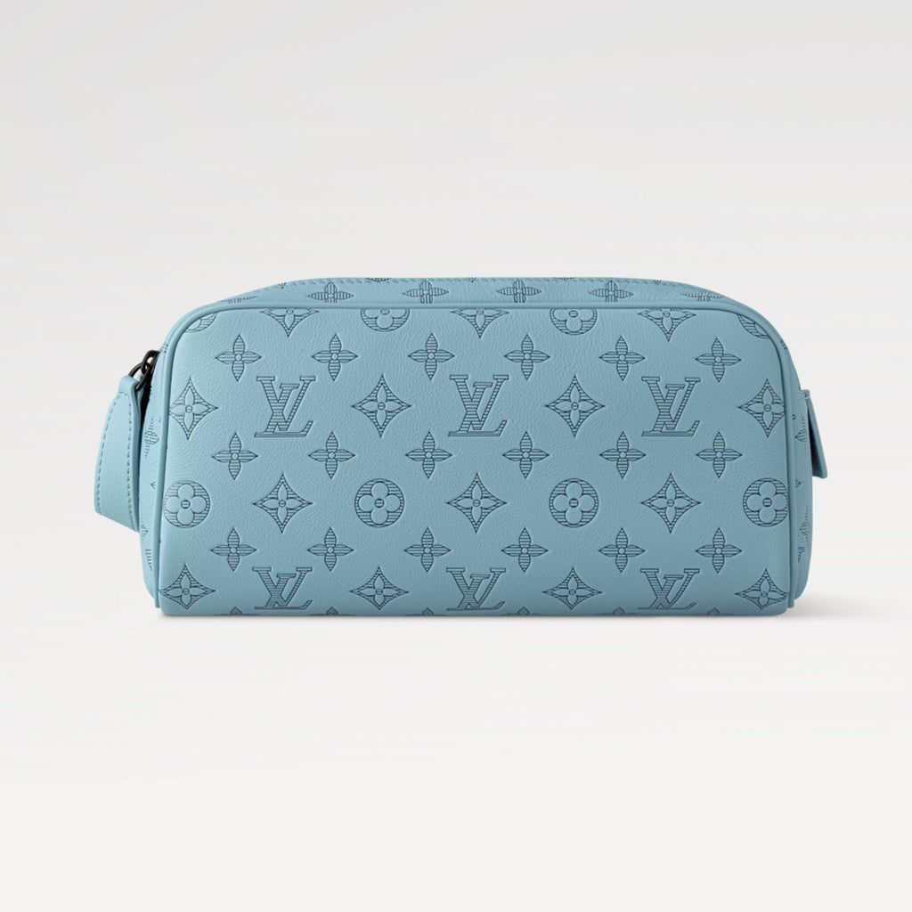 Louis Vuitton DOPP KIT Toiletry Bag Women's  Men's Fashion Trend Handbag Luxury Monogram Shadow Embossed Double Zip Wash Bags M14485 Grey M14885 Light Blue M14843 Dark Blue #81236